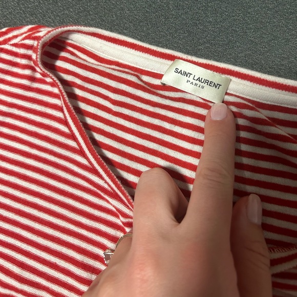 Saint Laurent Paris red and white striped t shirt - Picture 11 of 13